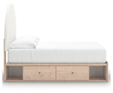 Arloster Tan/White Full Upholstered Platform Bed with Storage from Ashley - Luna Furniture