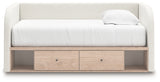 Arloster Tan/White Twin Upholstered Day Bed with Storage from Ashley - Luna Furniture