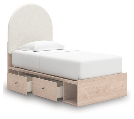 Arloster Tan/White Twin Upholstered Storage Bed with 2 Drawers from Ashley - Luna Furniture