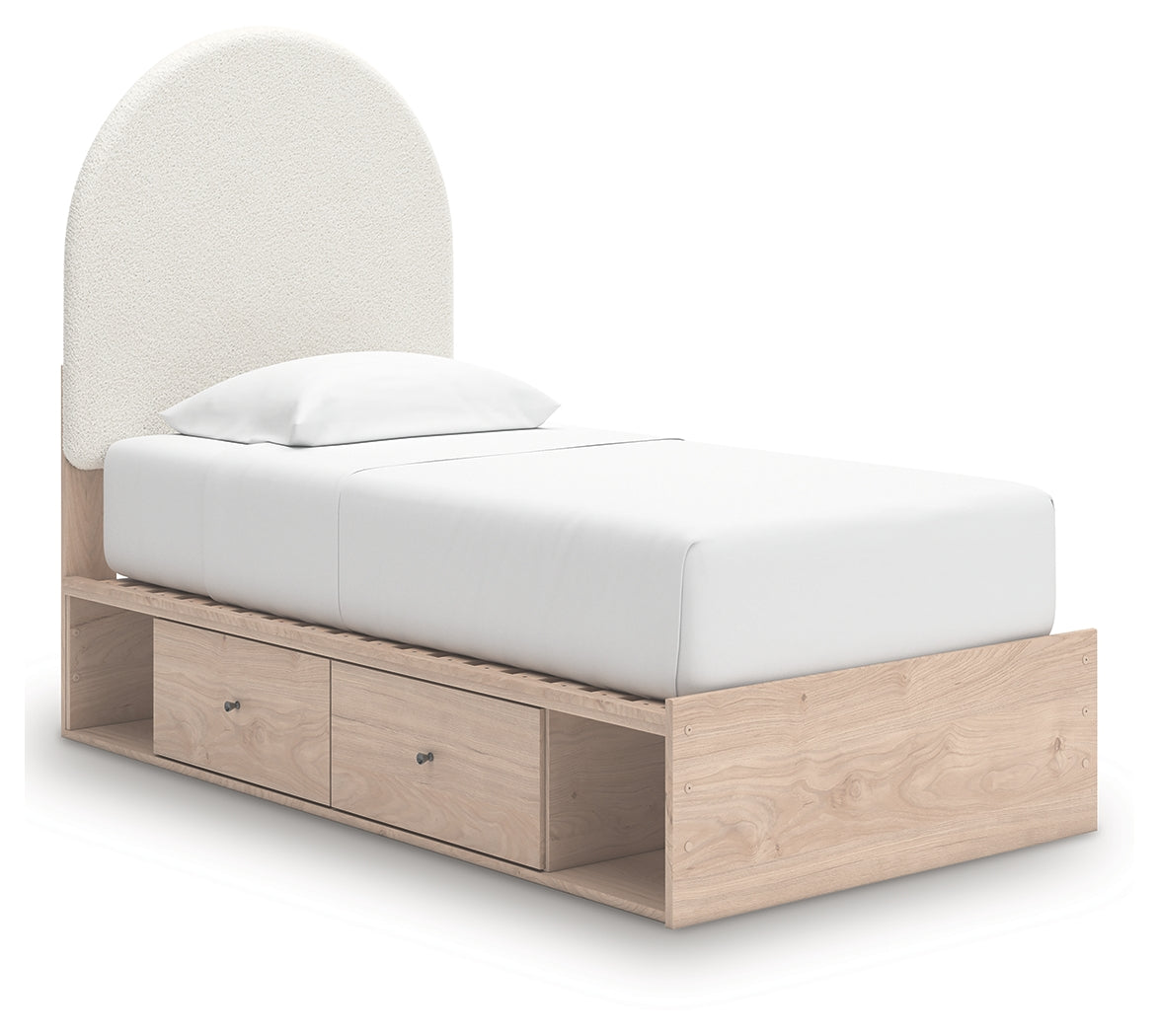 Arloster Tan/White Twin Upholstered Storage Bed with 4 Drawers from Ashley - Luna Furniture
