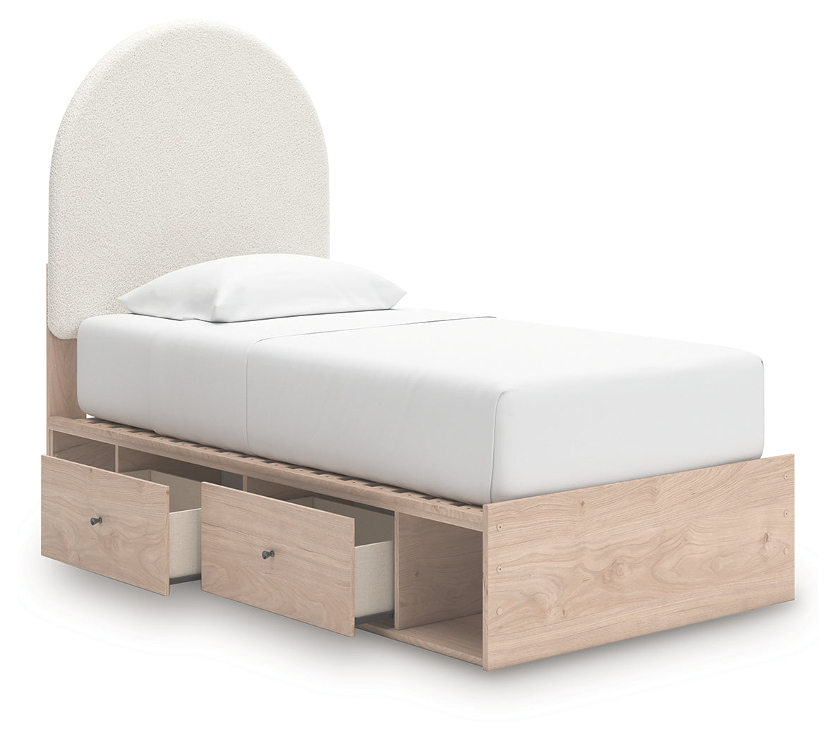 Arloster Tan/White Twin Upholstered Storage Bed with 4 Drawers from Ashley - Luna Furniture