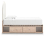 Arloster Tan/White Twin Upholstered Storage Bed with 4 Drawers from Ashley - Luna Furniture