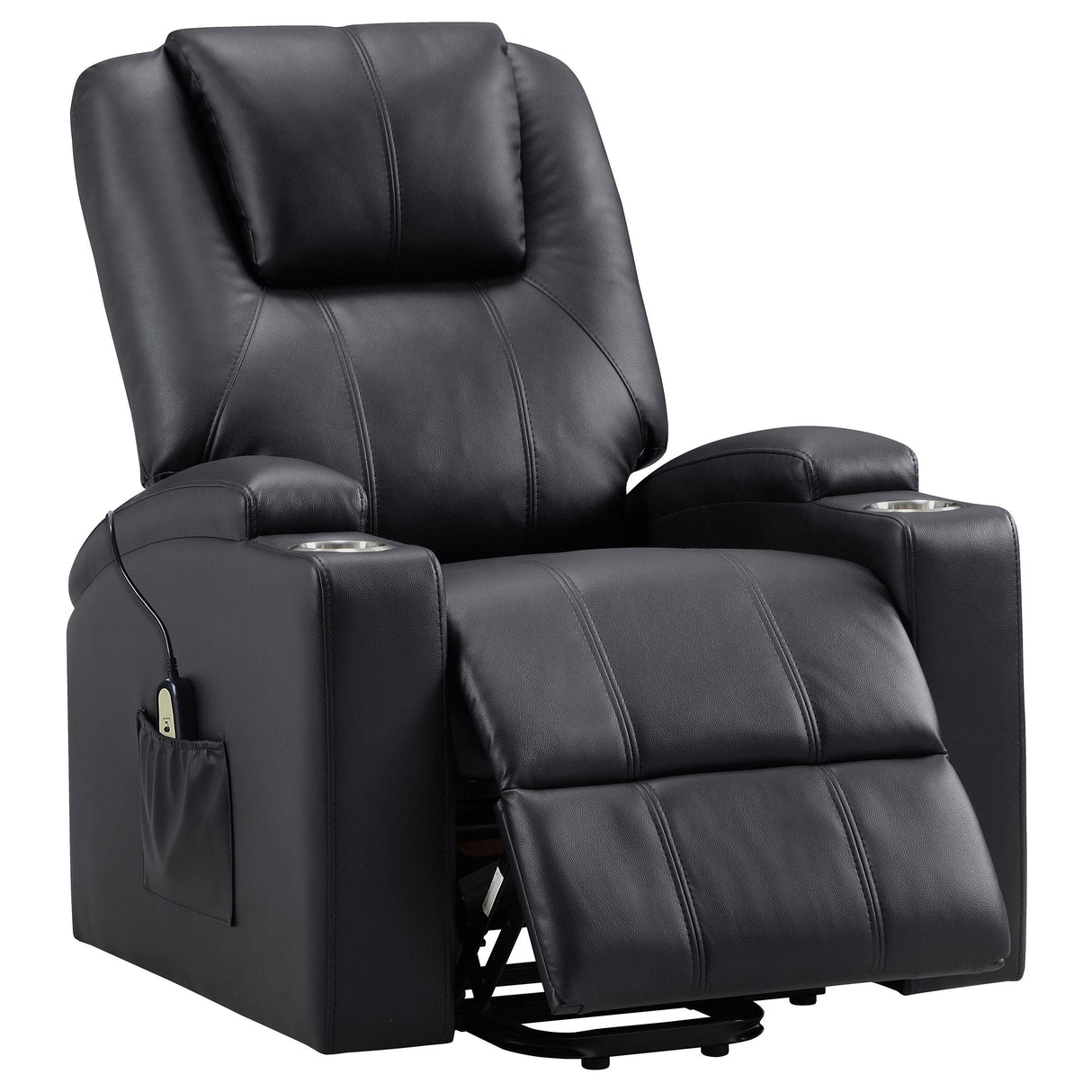 Armstrong Upholstered Power Lift Massage Recliner Black from Coaster - Luna Furniture