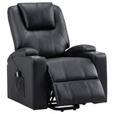 Armstrong Upholstered Power Lift Massage Recliner Black from Coaster - Luna Furniture