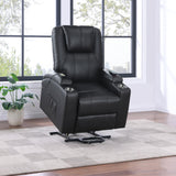 Armstrong Upholstered Power Lift Massage Recliner Black from Coaster - Luna Furniture