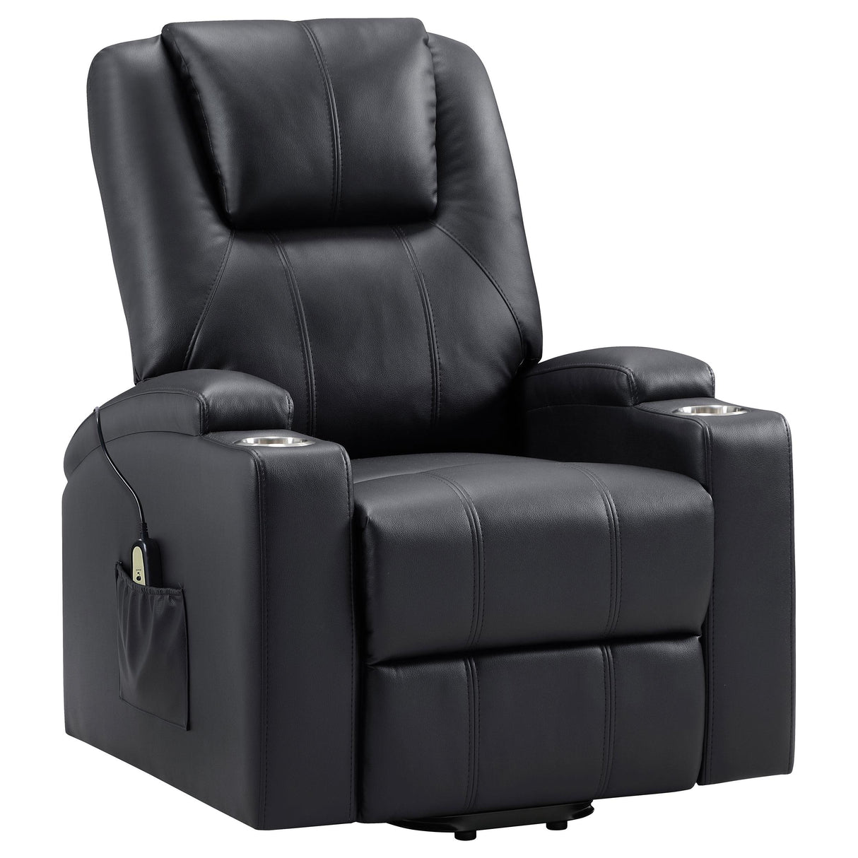Armstrong Upholstered Power Lift Massage Recliner Black from Coaster - Luna Furniture