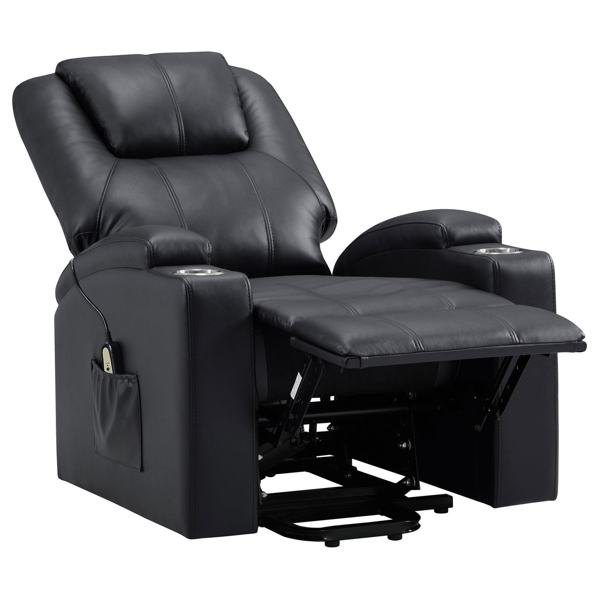 Armstrong Upholstered Power Lift Massage Recliner Black from Coaster - Luna Furniture
