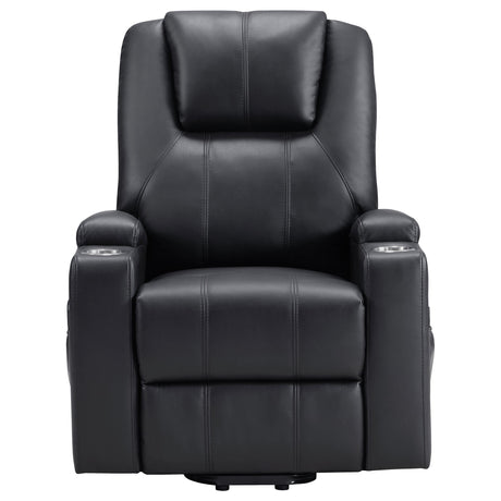 Armstrong Upholstered Power Lift Massage Recliner Black from Coaster - Luna Furniture