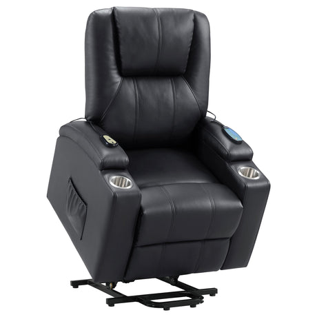 Armstrong Upholstered Power Lift Massage Recliner Black from Coaster - Luna Furniture