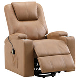 Armstrong Upholstered Power Lift Massage Recliner Camel from Coaster - Luna Furniture