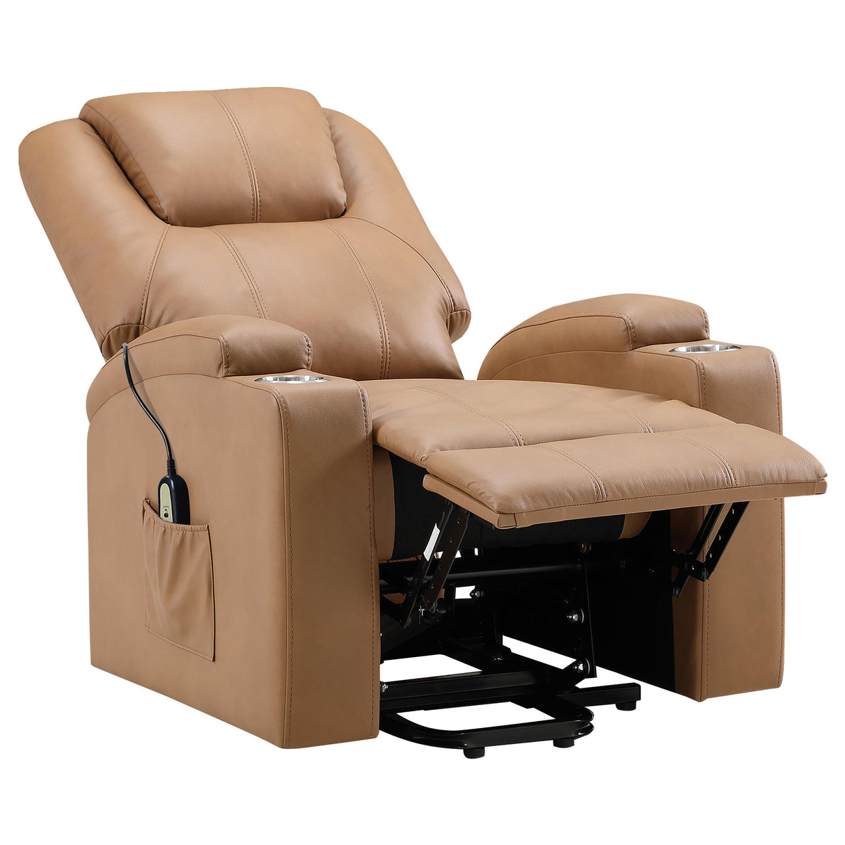 Armstrong Upholstered Power Lift Massage Recliner Camel from Coaster - Luna Furniture