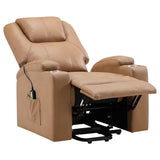 Armstrong Upholstered Power Lift Massage Recliner Camel from Coaster - Luna Furniture