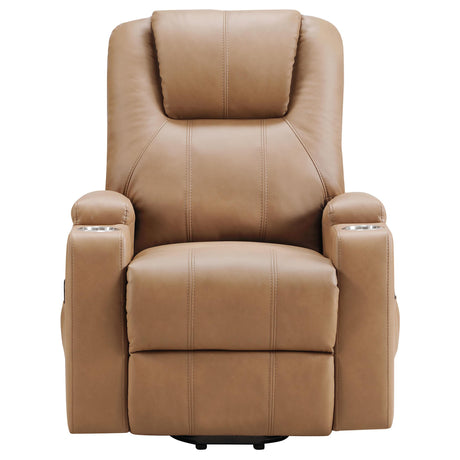 Armstrong Upholstered Power Lift Massage Recliner Camel from Coaster - Luna Furniture