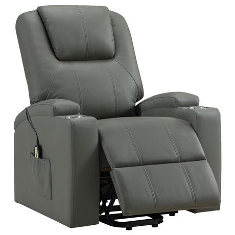 Armstrong Gray Upholstered Power Lift Massage Recliner from Coaster - Luna Furniture