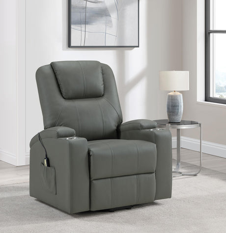 Armstrong Gray Upholstered Power Lift Massage Recliner from Coaster - Luna Furniture