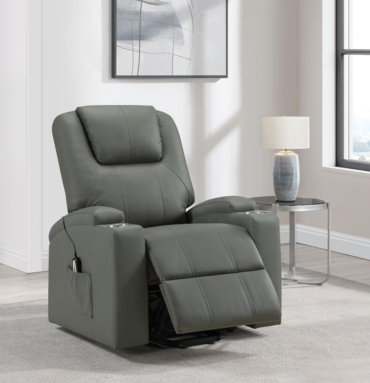 Armstrong Gray Upholstered Power Lift Massage Recliner from Coaster - Luna Furniture