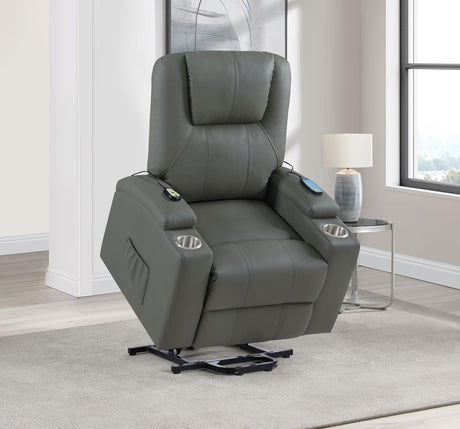 Armstrong Gray Upholstered Power Lift Massage Recliner from Coaster - Luna Furniture
