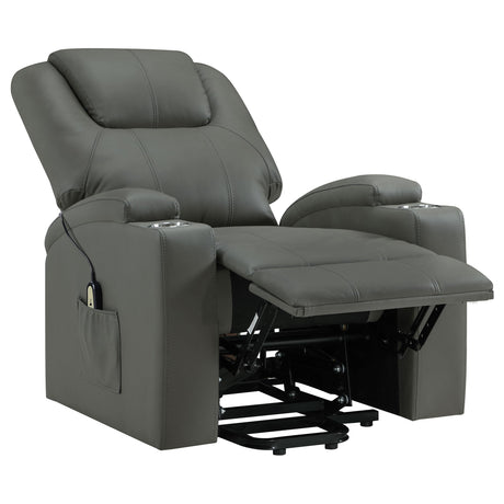 Armstrong Gray Upholstered Power Lift Massage Recliner from Coaster - Luna Furniture