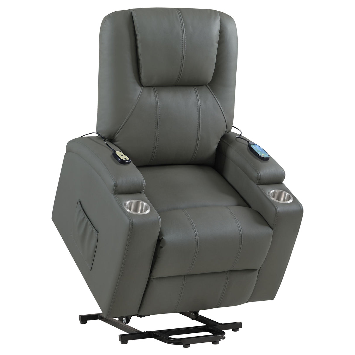 Armstrong Gray Upholstered Power Lift Massage Recliner from Coaster - Luna Furniture