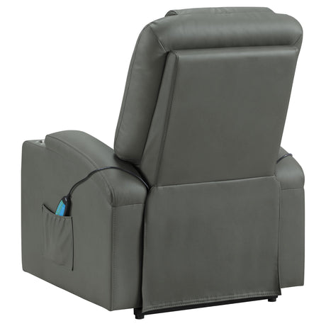 Armstrong Gray Upholstered Power Lift Massage Recliner from Coaster - Luna Furniture