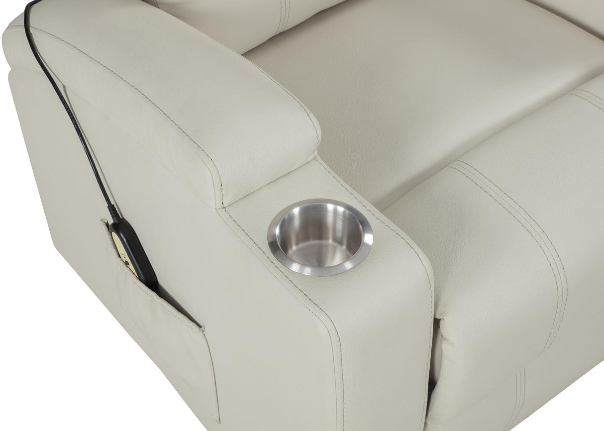 Armstrong Ivory Upholstered Power Lift Massage Recliner from Coaster - Luna Furniture