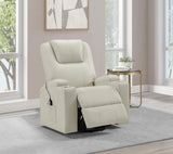 Armstrong Ivory Upholstered Power Lift Massage Recliner from Coaster - Luna Furniture