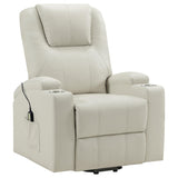 Armstrong Ivory Upholstered Power Lift Massage Recliner from Coaster - Luna Furniture