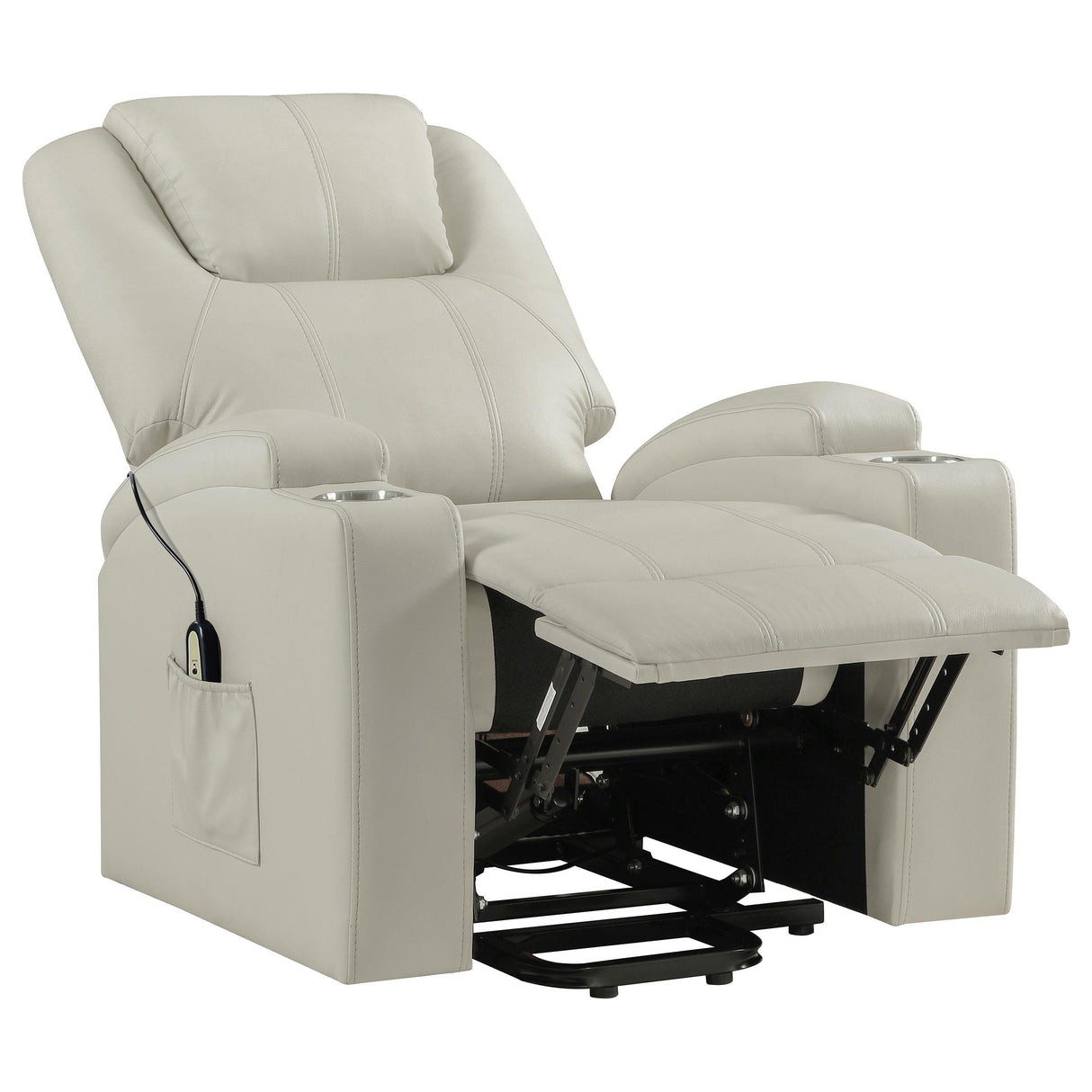 Armstrong Ivory Upholstered Power Lift Massage Recliner from Coaster - Luna Furniture