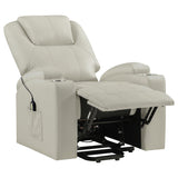 Armstrong Ivory Upholstered Power Lift Massage Recliner from Coaster - Luna Furniture