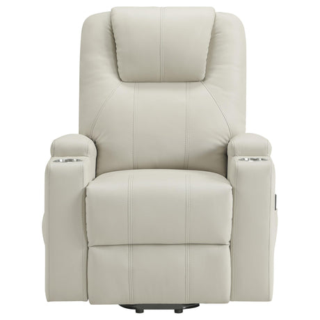 Armstrong Ivory Upholstered Power Lift Massage Recliner from Coaster - Luna Furniture