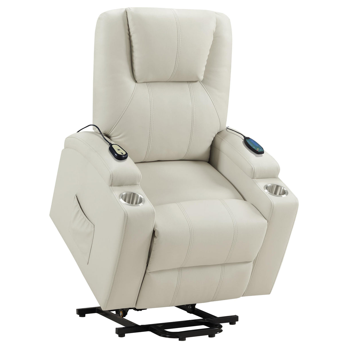 Armstrong Ivory Upholstered Power Lift Massage Recliner from Coaster - Luna Furniture
