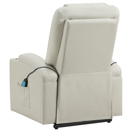 Armstrong Ivory Upholstered Power Lift Massage Recliner from Coaster - Luna Furniture