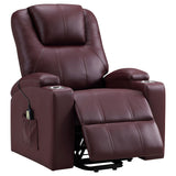 Armstrong Upholstered Power Lift Massage Recliner Wine from Coaster - Luna Furniture
