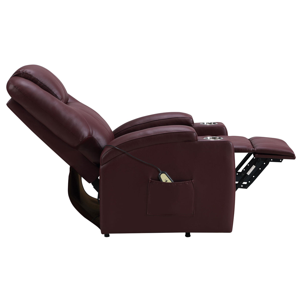 Armstrong Upholstered Power Lift Massage Recliner Wine from Coaster - Luna Furniture