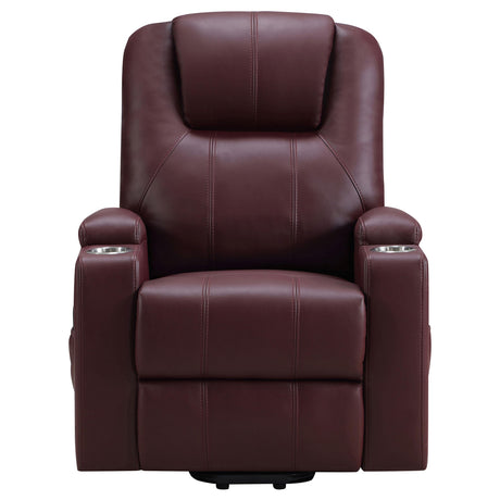 Armstrong Upholstered Power Lift Massage Recliner Wine from Coaster - Luna Furniture