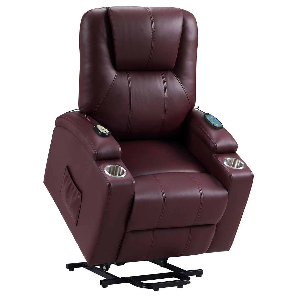 Armstrong Upholstered Power Lift Massage Recliner Wine from Coaster - Luna Furniture