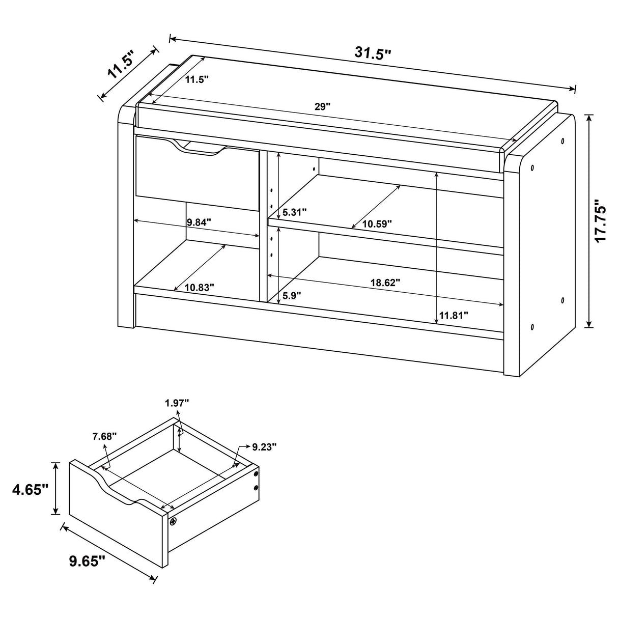 Arrington Storage Bench Smoked Oak from Coaster - Luna Furniture