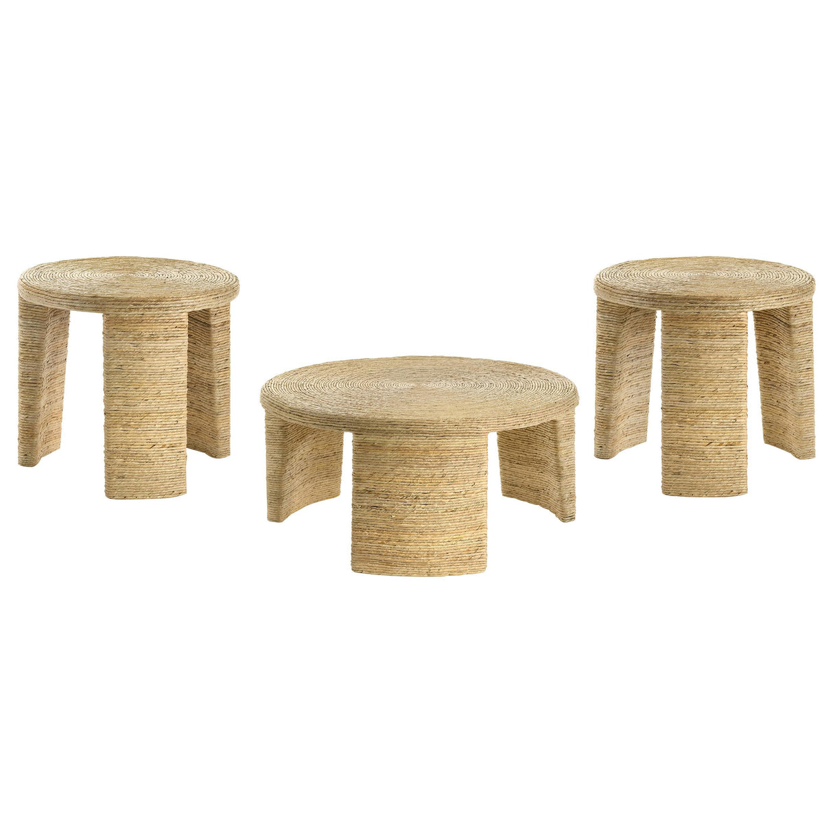 Artina Natural 3-Piece Rattan Coffee and End Table Set from Coaster - Luna Furniture
