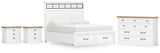 Ashbryn White/Natural California King Panel Storage Bed with Dresser and 2 Nightstands from Ashley - Luna Furniture
