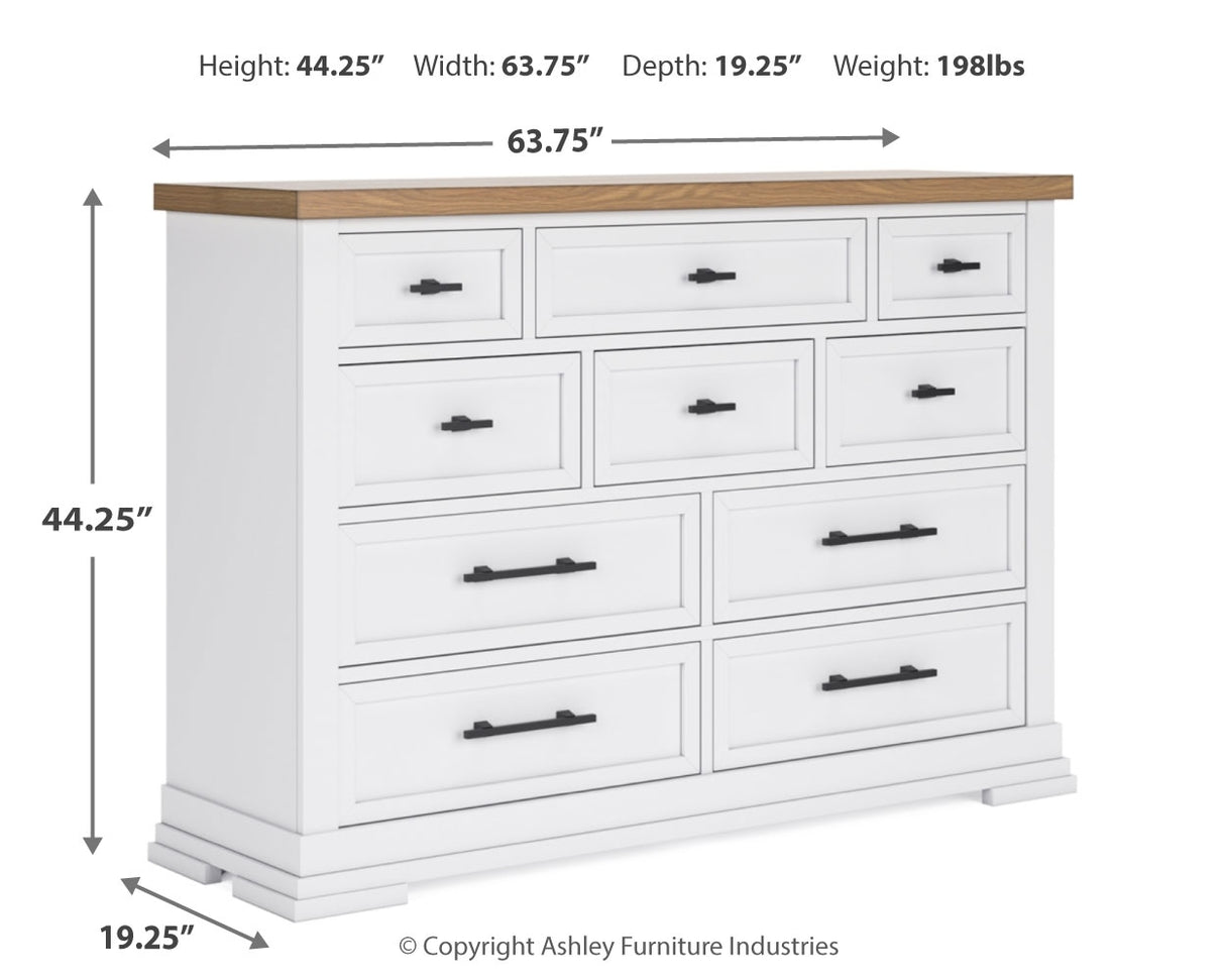 Ashbryn White/Natural California King Panel Storage Bed with Dresser from Ashley Furniture - Luna Furniture