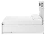 Ashbryn California King Panel Storage Bed with Mirrored Dresser and 2 Nightstands in White/Natural from Ashley - Luna Furniture