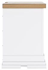 Ashbryn California King Panel Storage Bed with Mirrored Dresser and 2 Nightstands in White/Natural from Ashley - Luna Furniture