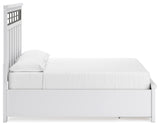 Ashbryn California King Panel Storage Bed with Mirrored Dresser, Chest and 2 Nightstands in White/Natural from Ashley - Luna Furniture
