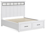 Ashbryn California King Panel Storage Bed with Mirrored Dresser in White/Natural from Ashley - Luna Furniture