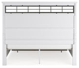 Ashbryn California King Panel Storage Bed with Mirrored Dresser in White/Natural from Ashley - Luna Furniture