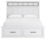 Ashbryn California King Panel Storage Bed with Mirrored Dresser in White/Natural from Ashley - Luna Furniture