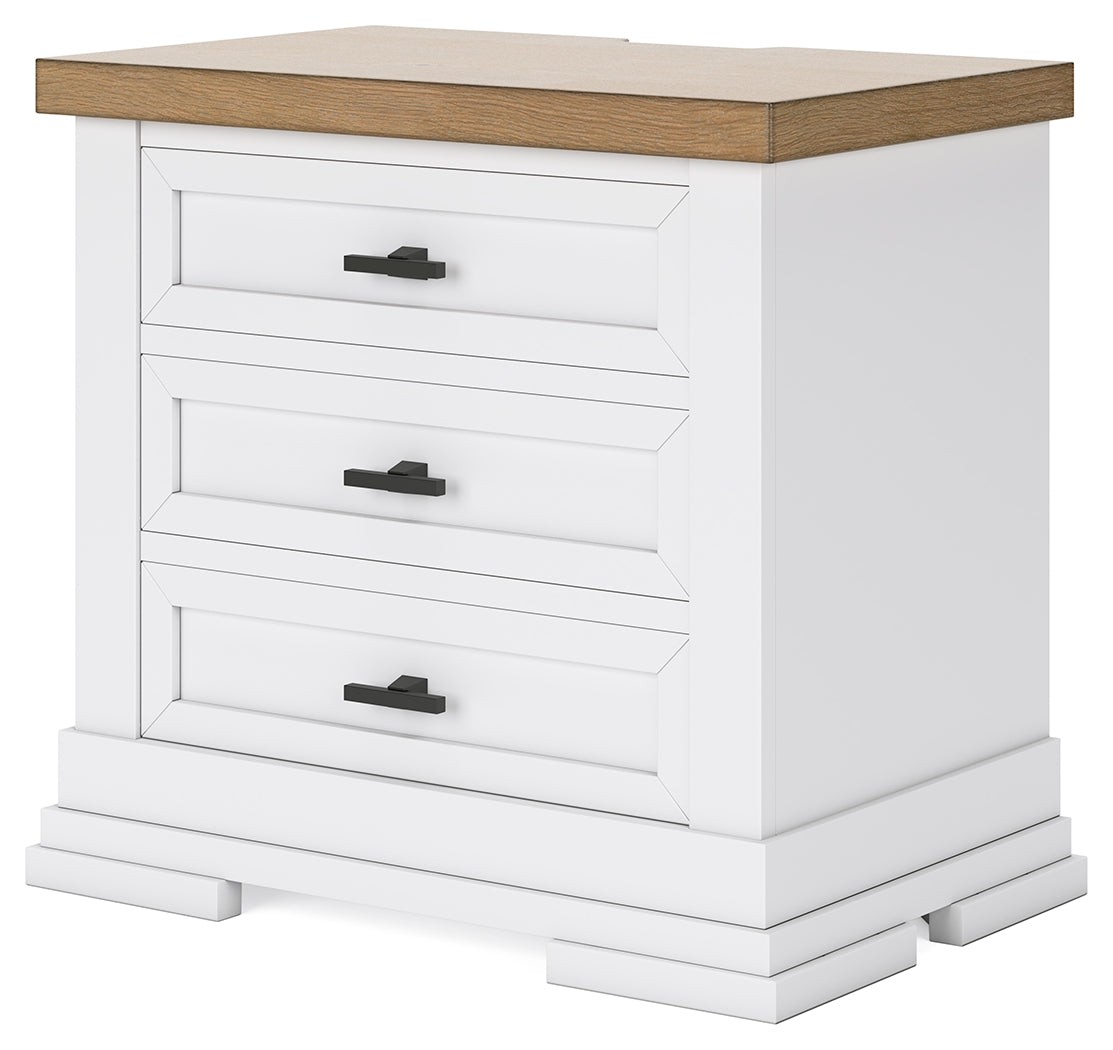 Ashbryn White/Natural King Panel Storage Bed with 2 Nightstands from Ashley - Luna Furniture