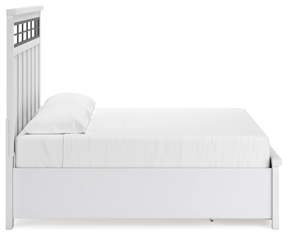 Ashbryn White/Natural King Panel Storage Bed with 2 Nightstands from Ashley - Luna Furniture