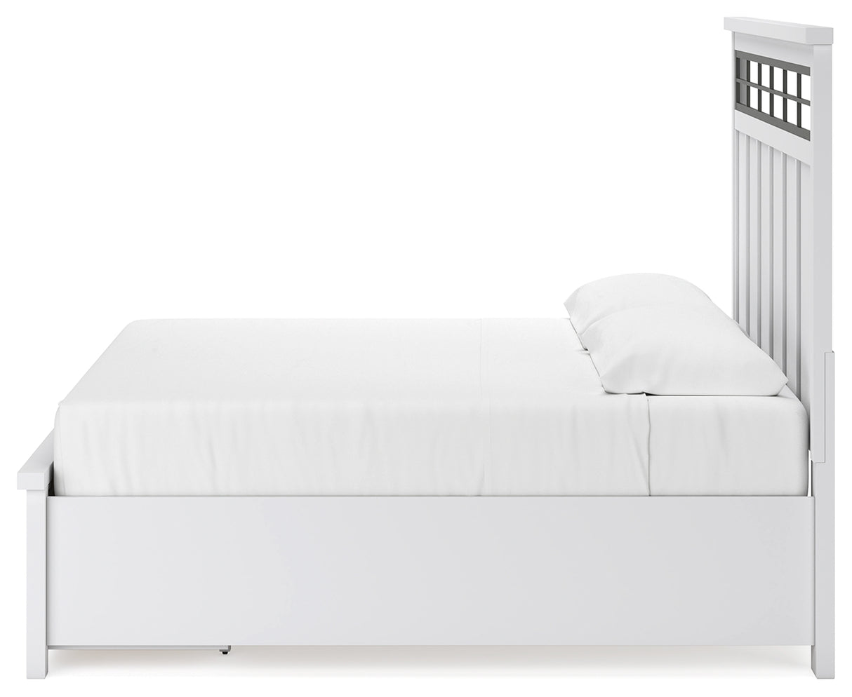 Ashbryn White/Natural King Panel Storage Bed with Dresser and 2 Nightstands from Ashley - Luna Furniture