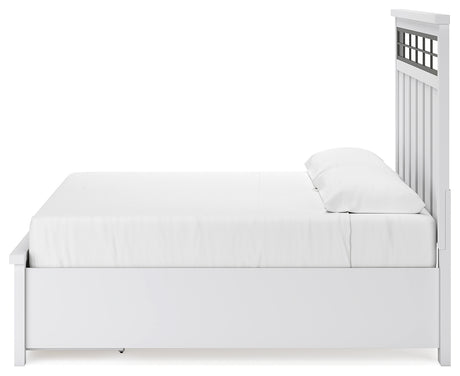 Ashbryn White/Natural King Panel Storage Bed with Dresser and 2 Nightstands from Ashley - Luna Furniture